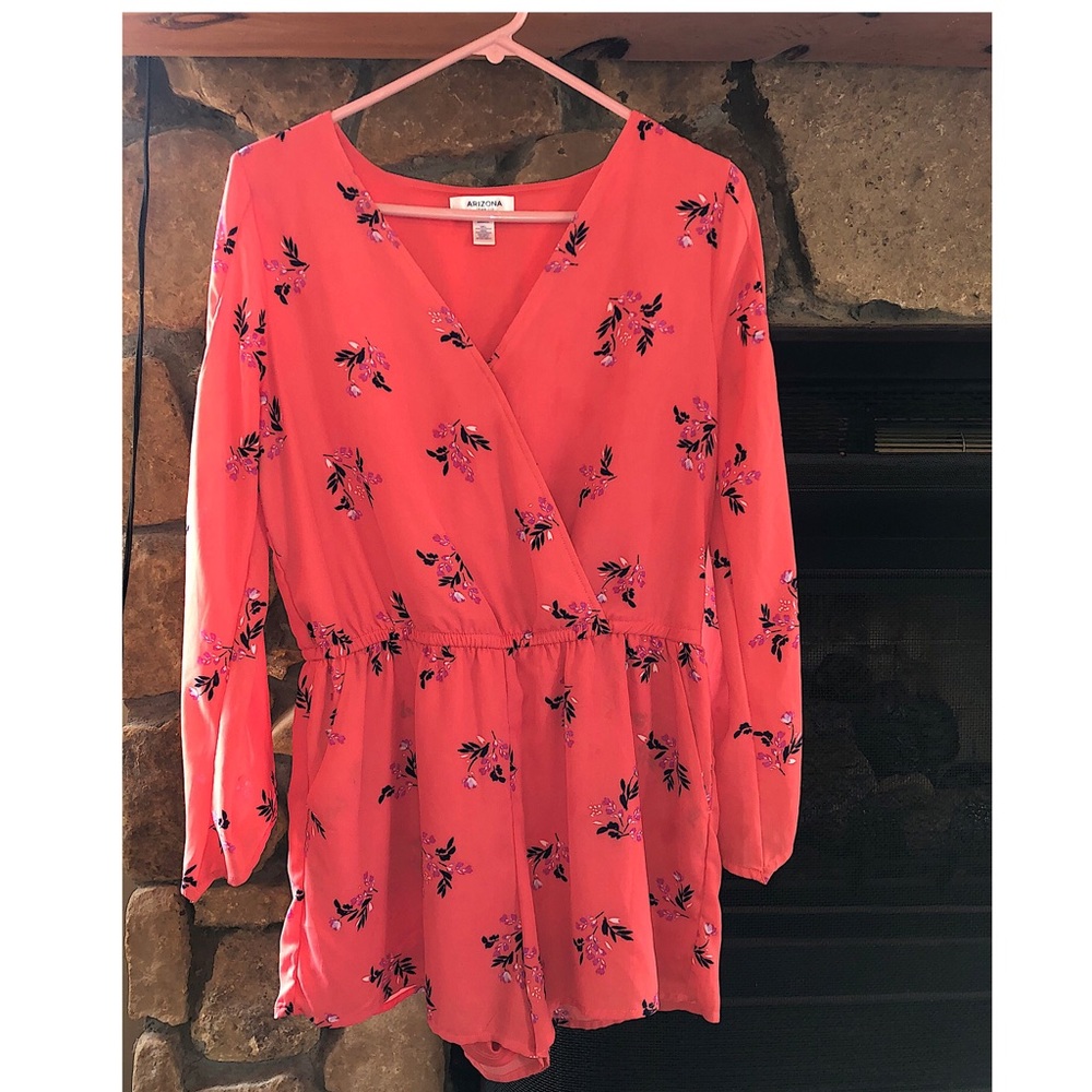 Coral Floral Romper